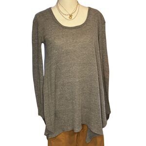 Free People Waffle Knit Tunic Sweater Grey Oversized Thermal XS